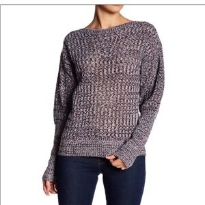 John + Jenn Textured open Knit Sweater Juliette long sleeves Purple gray size S